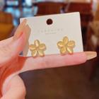 Cat Eyes Stone Floral Stud Earring E4965 - 1 Pair - Gold & Beige - One Size
