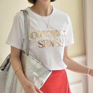 Common Sense Letter Sequin T-shirt