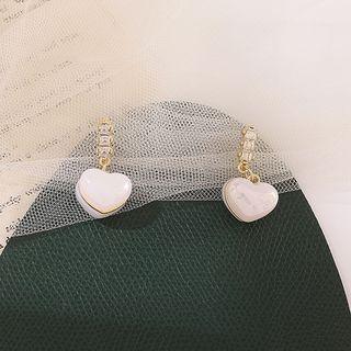 Love Heart Stud Earring White - One Size