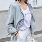 Buttoned-sleeve Zip-up Jacket