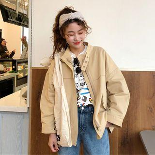Mock-neck Zip Cargo Jacket