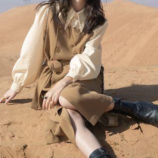Double Breasted Midi Overall Dress