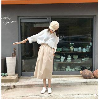Pocket Detail Shirt / Midi Straight-fit Skirt