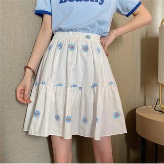 Flower Print Tiered Mini A-line Skirt / Midi A-line Skirt