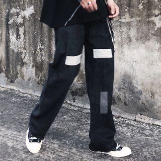 Patched Wide-leg Jeans