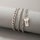 Set Of 3: Chain Anklet Set Of 3 - 19765 - Silver - One Size