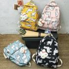 Alpaca Print Rabbit Charm Nylon Backpack