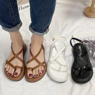Strappy Toe-ring Platform Sandals