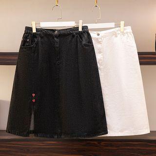 Heart Accent Denim Skirt