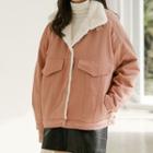 Fleece-lined Belted Button Jacket
