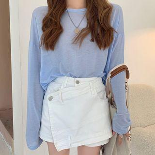 Long-sleeve T-shirt / Denim Skort