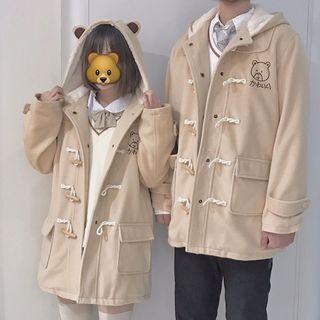 Hooded Embroidered Toggle Coat