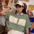Short-sleeve Contrast Panel Polo Shirt
