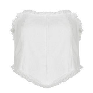 Asymmetrical Fringed Trim Tube Top