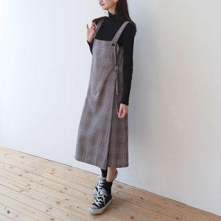 Tie-side Plaid Jumper Dress