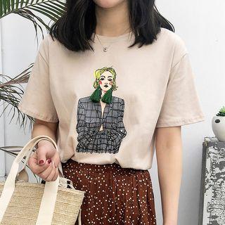 Printed Tasseled Short Sleeve T-shirt