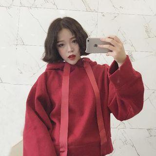 Loose-fit Plain Hooded Pullover