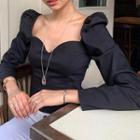 Puff-sleeve Sweetheart Neckline Blouse