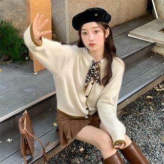 Tie-neck Fluffy Cardigan