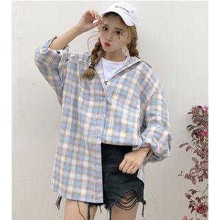 Plaid Shirt Sky Blue - One Size