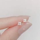 925 Sterling Silver Flower Earring 1 Pair - Eh0523 - As Shown In Figure - One Size