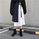 Two-tone Striped Midi Skirt