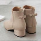 Chunky Heel Side-zip Bow Accent Short Boots