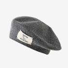 Lettering Patched Knit Beret