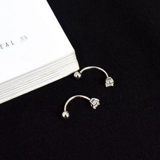 Rhinestone Sterling Silver Earring 1 Pr - Silver - One Size