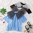 Dotted Mesh-collar Loose-fit T-shirt