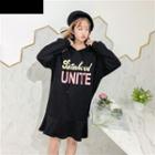 Lettering Dotted Hoodie Dress