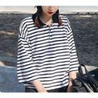 Stripe 3/4-sleeve Polo Shirt