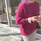 Loose-fit Cable-knit Sweater Violet - One Size