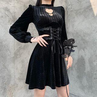 Sweetheart Cutout Lace-up Waist Mini Dress