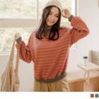 Fleece-lined Striped Pullover