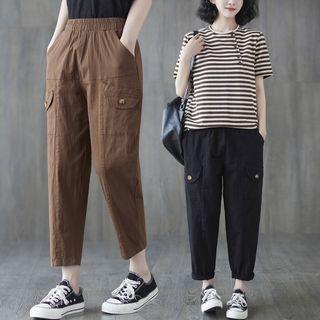 High Waist Linen Straight Leg Pants