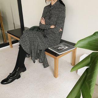 Floral Bow-accent Chiffon Dress