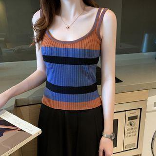 Strappy Paneled Knit Top