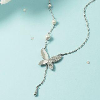 Rhinestone Butterfly Choker Necklace As Shown In Figure - One Size