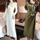 Long-sleeve Ribbon Knit Midi Dress