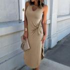 Plain Tie-strap Midi Tank Dress