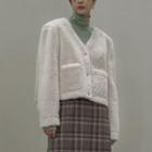 V-neck Short Faux-fur Jacket