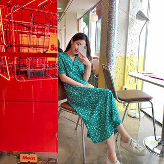 Puff-sleeve Long Paisley Dress