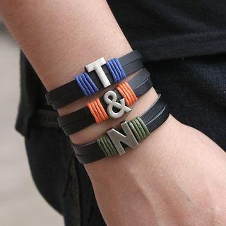Couple Matching Genuine Leather Lettering Bracelet