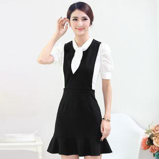 Mock Two-piece Short-sleeve Mermaid Dress