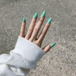 Matte Nail Art False Nail 372 - Mint Green - One Size