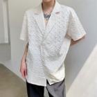 Short-sleeve Plain Embossed Blazer
