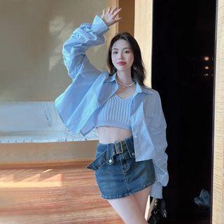 Plain Shirt / Knit Tank Top / Set