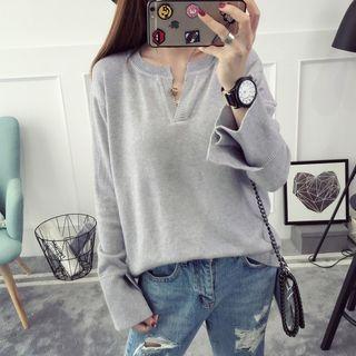 Plain Split Neck Sweater