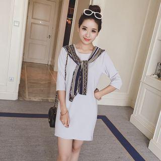 Tie-neck Shift Dress